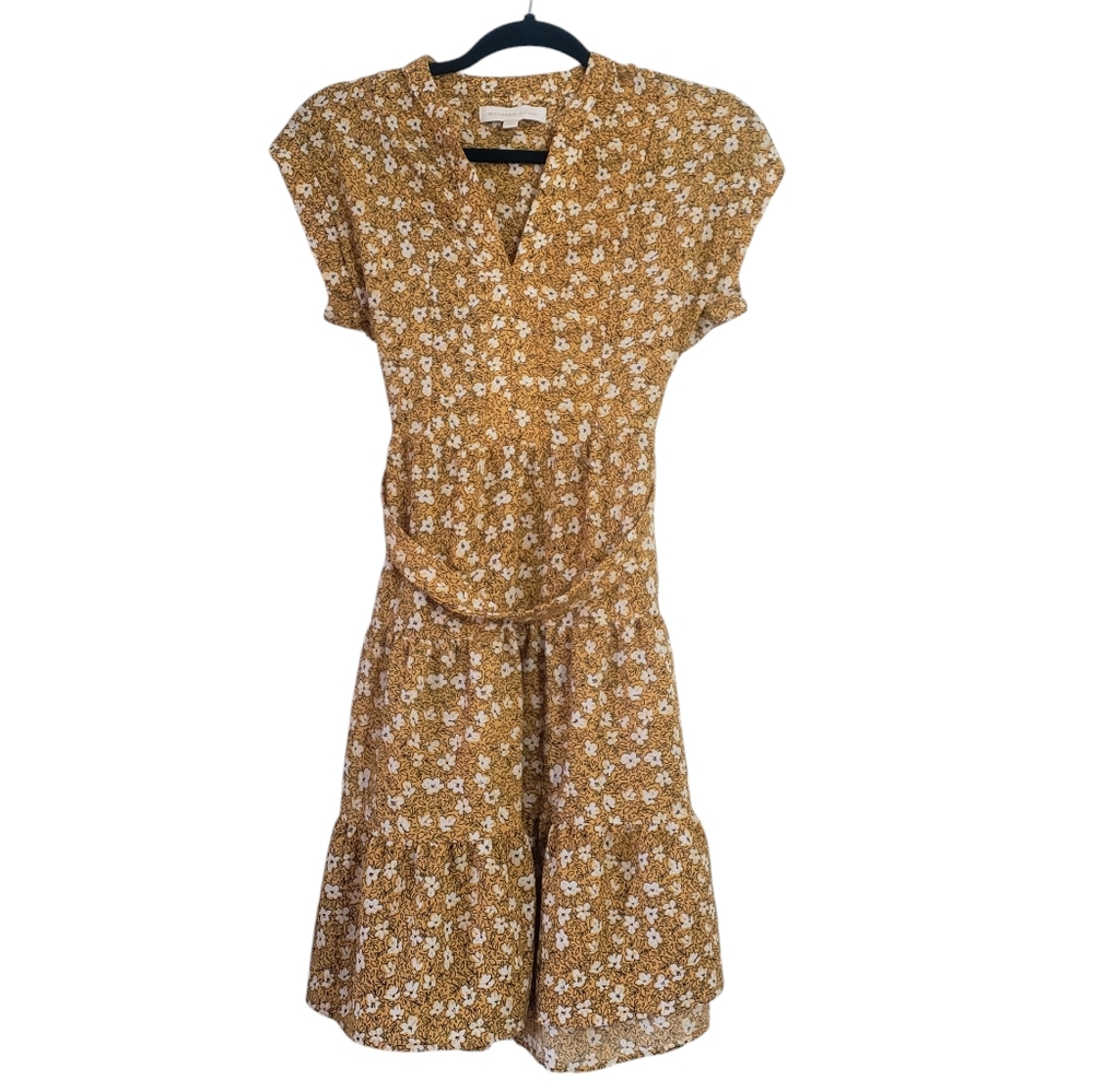 Monteau LA Womens Summer Sun Dress XS Yellow‎ Floral Ruffle Feminine Cottagecore